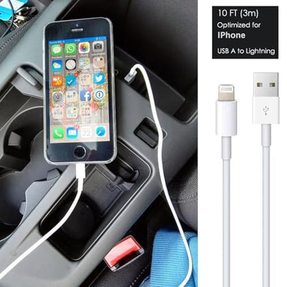 Abysssea 10FT iPhone Charger Lightning Cable, USB A to Lightning Fast Charging Cable for iPhone 14, 14 pro max,13 Plus,SE 2nd/12/11/Xs/XR, iPad 4/5/6/7/8, Mini 2/3/4/5, Air 2/3 Carplay Charging Cord - size: 10FT
