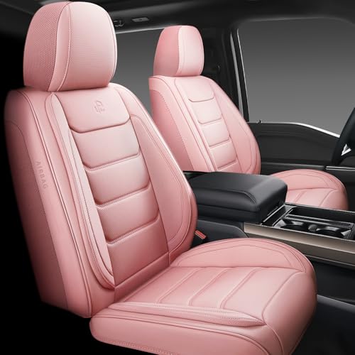 Full Coverage Faux Leather Car Seat Covers Full Set,Automotive Seat Covers for Cars,SUVs Pick-up Truck, Car Seat Cushion, Pink Seat Covers for 5 Seats,Car Seat Protector - color: Pink, size: Full Set