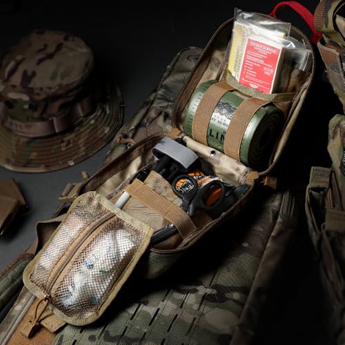EVERLIT Emergency Trauma Kit, CAT GEN-7 Tourniquet 36" Splint, Military Combat Tactical IFAK for First Aid Response, Gun Shots, Severe Bleeding Control (OD Green) - color: OD Green