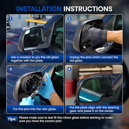 Passenger Right Side Lower Mirror Glass 68067730AA Compatible With Dodge Ram 1500 2500 3500 4500 5500 Towing Mirror 2010-2018, RH Side View Lower Convex Glass with Rear Mounting Bracket - style: Passenger Side Lower Mirror (Right)