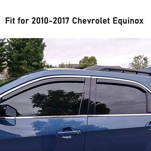 Lightronic Extra Durable Clip-on in-Channel Auto Vent Window Visor, Fits 2010-2017 Chevrolet Equinox, UV Protection Rain Guard, Original Wind Deflector, No-Drill Easy Install, Dark Smoke, 4-Pcs - size: In-Channel