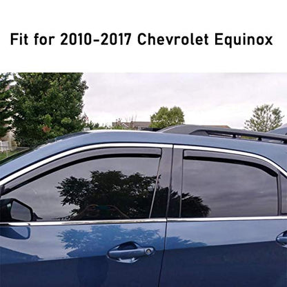 Lightronic Extra Durable Clip-on in-Channel Auto Vent Window Visor, Fits 2010-2017 Chevrolet Equinox, UV Protection Rain Guard, Original Wind Deflector, No-Drill Easy Install, Dark Smoke, 4-Pcs - size: In-Channel