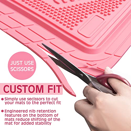 CAR PASS Heavy Duty Rubber Floor Mats Pink Car Mats Full Set with Trunk Cargo Liner - Universal Waterproof Floor Mats for Car SUV Truck, Durable All Weather Liner Mats Automotive Women (All Pink) - color: All Pink Cargo Liner