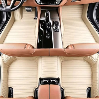 Custom Personalized Floor Mats for Cars, Luxury Full Coverage All Weather Mats, Anti-Slip Set, Customize for 99% of Sedan, Trucks SUV (Beige Stripe) - color: Beige Stripe