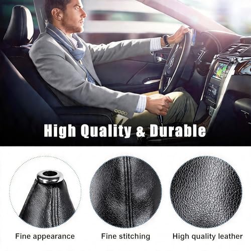 Automotive Shift Knob Dust Cover, Leather Construction, Shifter Boot Cover Replacement Part, Universal Fit for Manual/Automatic Transmissions Automotive Interior Accessories (Black) - color: Black