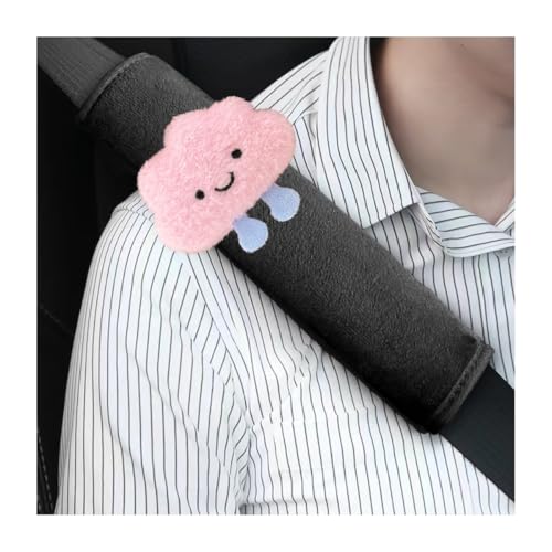 Norkmdi 2PCS Car Seat Belt Cover Pad, Soft Plush Fluffy Cloud Vehicle Seatbelt Shoulder Strap Cushion, Comfortable Automotive Internal Protection Accessories, Universal for SUV Truck Sedan (Pink)
