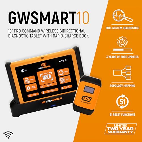 GEARWRENCH 10" Pro Command Wireless Bi-Directional Diagnostic Tablet with Rapid-Charge Dock | GWSMART10 - style: 10 in Tablet