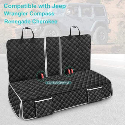 Dog Car Seat Cover Compatible with Jeep Wrangler Compass Renegade Cherokee Back Seat Accessories, Waterproof Pet Bench Backseat Covers with Non-Slip Backing - 2026 New
