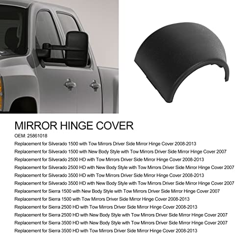 Akozon Replacement Side Mirror Hinge Cover for Car Exterior and Trailer Tow Mirror Part Number 25861018 for 1500 (Left 26565 6FV0A) - size: Left 26565 6FV0A
