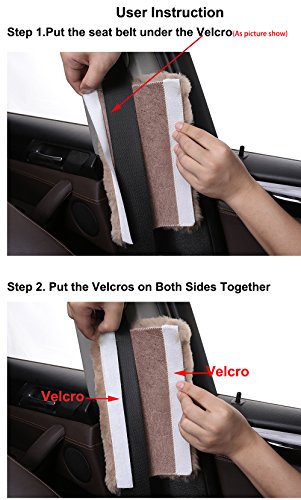 U&M 2 Pack Genuine Sheepskin Auto Seat Belt Cover for Adult Youth Kid Toddlers -Soft Warm Car, Truck, SUV, Camera Backpack Strap Shoulder Pad Wool Fluffy - color: red