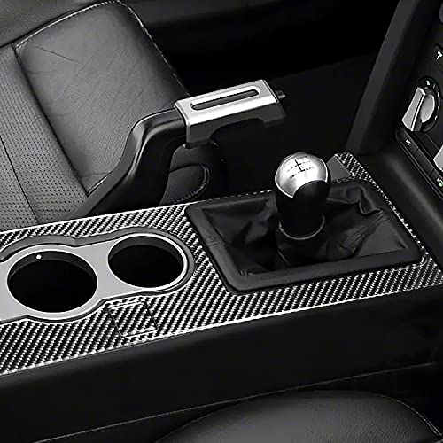 Gear Shift Box Panel Trim Cover Real Soft Carbon Fiber Car Accessories Interior Trim Stickers Compatible with Ford Mustang GT Shelby 2005 2006 2007 2008 2009 5PCS - color: At Panel-black
