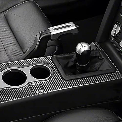 Gear Shift Box Panel Trim Cover Real Soft Carbon Fiber Car Accessories Interior Trim Stickers Compatible with Ford Mustang GT Shelby 2005 2006 2007 2008 2009 5PCS - color: At Panel-black