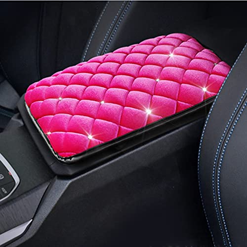 Bling Bling Car Armrest Cover Auto Center Console Protective Cover Luster Crystal Rhinestone Car Arm Rest Cushion Pad Car Interior Accessory (Pink 2) - color: Pink 2