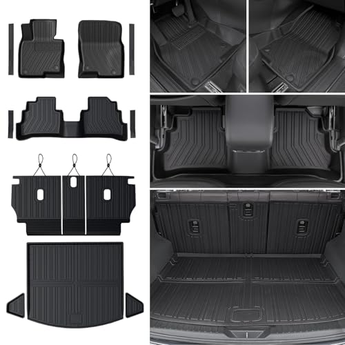 Floor Mats Set for 2017-2025 Mazda CX-5, All Weather TPE Backrest Mat Trunk Mat Cargo Liner Door Sill Guards Accessories for CX5 (Full Mats Set) - style: Floor Mats Set