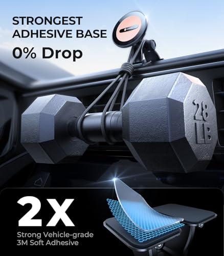 VICSEED 2025 Upgrade for MagSafe Car Mount [Strongest Dashboard Adhesive & 25N Magnetic] Cell Phone Holders for Your Car, 360° Adjustable Phone Holder Mount for All Smartphones & Vehicles - color: Z-Pink