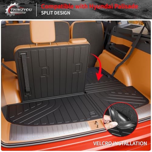 Trunk Mat Compatible with 2026 Hyundai Palisade Gas Cargo Liner Cargo Mat TPE All Weather Back Seat Cover Protector Trunk Liner Palisade Accessories (Trunk Mat with Backrest Mat) - style: For Hyundai Palisade | 2026