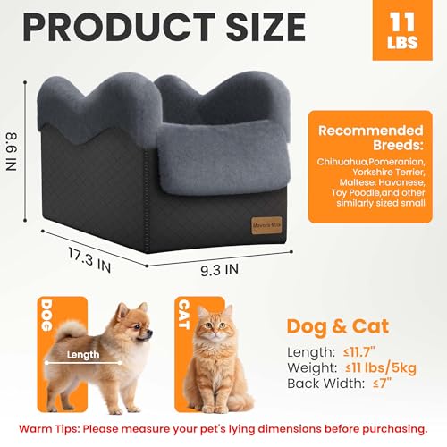 Portable Small Dog Seat for Car, Luxury Center Console Dog Car Seat Booster with Safety Tethers, Anti-Collapse Pet Travel Carseat for SUV, Truck (Black/Grey) - color: Black/Dark Gery