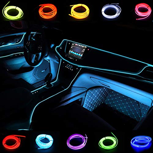 ABALDI El Wire Neon Light, Car Interior LED Lights for Xmas Halloween Christmas Car Interior Decoration(3m/9ft,Ice Blue) - color: Ice blue, size: 3M