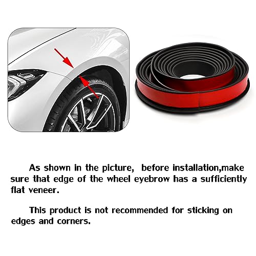 Car Wheel Eyebrow Arch Trim Lips Strip Fender Flare Protector Universal Rubber Wheel Eyebrow Protector for Car and Truck Fender Flare Edge Trim (3.8CM)