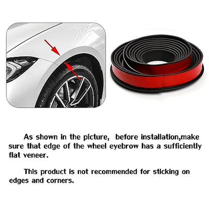 Car Wheel Eyebrow Arch Trim Lips Strip Fender Flare Protector Universal Rubber Wheel Eyebrow Protector for Car and Truck Fender Flare Edge Trim (3.8CM)