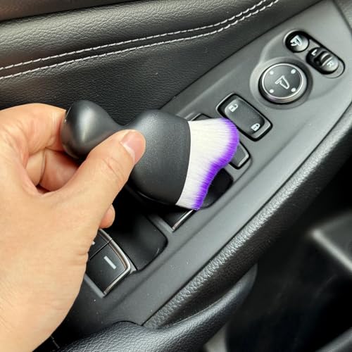 Car Detailing Brush, Soft Bristle Cleaning Brush, Scratch-Free Auto Duster Tool for Dashboard, Air Vents, Leather & Interior Cleaning (Black&Purple) - color: Black&Purple