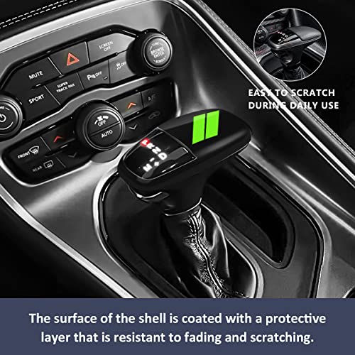 auovo Gear Shift Knob Trim Compatible with Dodge Charger Accessories 2015-2023 Challenger 2015-2024 / Durango 2016-2026(Black-Green) - color: Black-Green