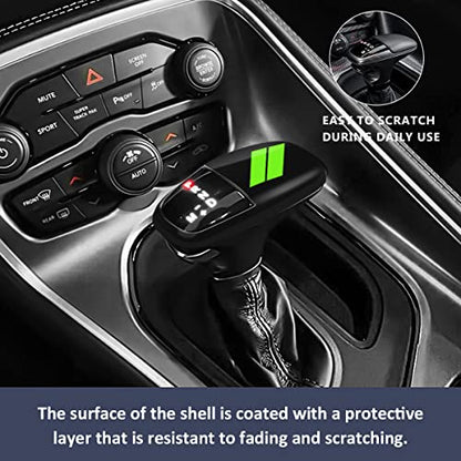auovo Gear Shift Knob Trim Compatible with Dodge Charger Accessories 2015-2023 Challenger 2015-2024 / Durango 2016-2026(Black-Green) - color: Black-Green