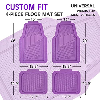 CAR PASS Heavy Duty Rubber Floor Mats 4-Piece Car Mat Set - Universal Waterproof Floor Mats for Car SUV Truck, Durable All-Weather Mats(Purple) - color: purple