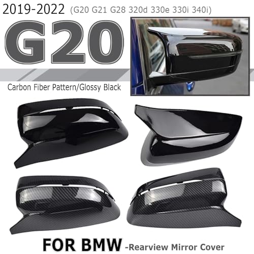 AJHLJ® Black Rearview Mirror Cover Side Mirror Covers Caps for BMW 3 4 5 7 8 Series G20 G21 G22 G23 G26 G30 G31 G11 G12 G14 G15 G16 2017-2021 (Glossy Black) - color: Glossy Black