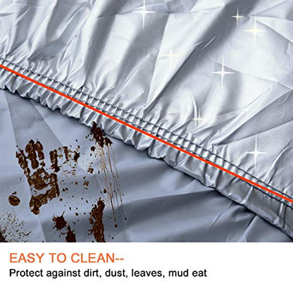 uxcell 3XL Silver Tone 190T Car Cover Outdoor Weather Waterproof Scratch Rain Snow Heat Resistant W Mirror Pocket 490 x 180 x 160cm - size: 3XL
