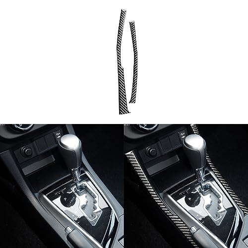 Real Premium Carbon Fiber Car Center Console Gear Shift Side Panel Decorative Strip Soft Sticker Compatible with Toyota Corolla 2014 2015 2016 2017 2018 Auto Interior Accessories Black 2pcs - color: Gear Shift Side Decal