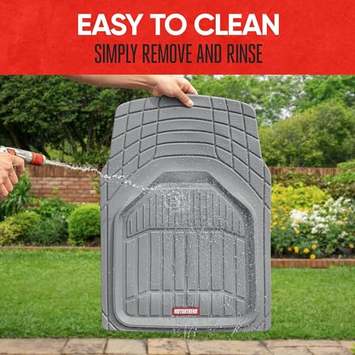 Motor Trend 943-GR FlexTough Defender Car Floor Mats -Next Generation Deep Dish Heavy Duty Contour Liners for Car SUV Truck & Van-All Weather Protection, Trim to Fit Most Vehicles Gray - color: Gray, style: FlexTough NextGen