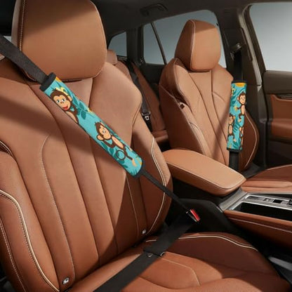 Seat Belt Cover Pad Tropical Palm Leaves Monkey Banana Soft Safety Car Automotive Seat Belt Pads Cushion Shoulder Strap Covers for Cars or Bags, 2 Pcs - color: Tropical Palm Leaves Monkey Banana