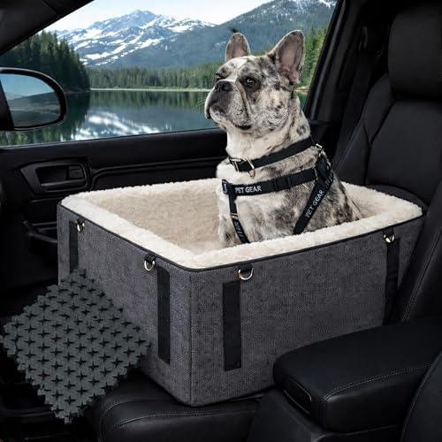 Pet Gear Lookout Booster Car Seat, Removable Comfort Pillow, Safety Tether Included, Installs in Seconds, No Tools Required, Medium - 18.5", Medium Slate - color: Medium Slate, size: Medium - 18.5"