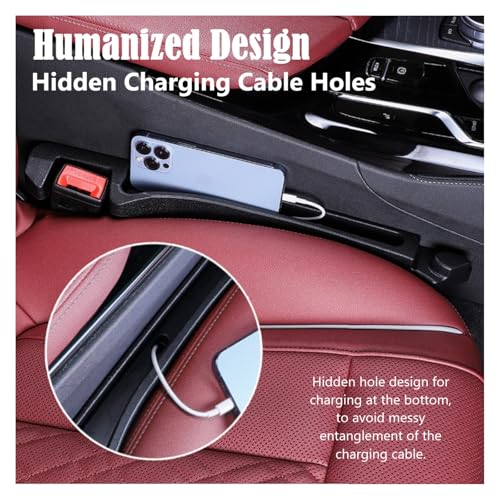 Car Seat Gap Filler Organizer 2 Pack, 3in1 Carseat Side Gap Plug with Filler, Organizer & Hook Functions, Gap Space Stopper Universal Fit Car SUV Truck Fill the Gap Between Seat & Console, Black - color: Black, 2PCS with Hook