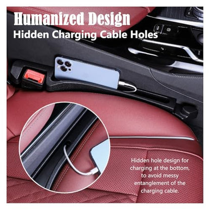 Car Seat Gap Filler Organizer 2 Pack, 3in1 Carseat Side Gap Plug with Filler, Organizer & Hook Functions, Gap Space Stopper Universal Fit Car SUV Truck Fill the Gap Between Seat & Console, Black - color: Black, 2PCS with Hook