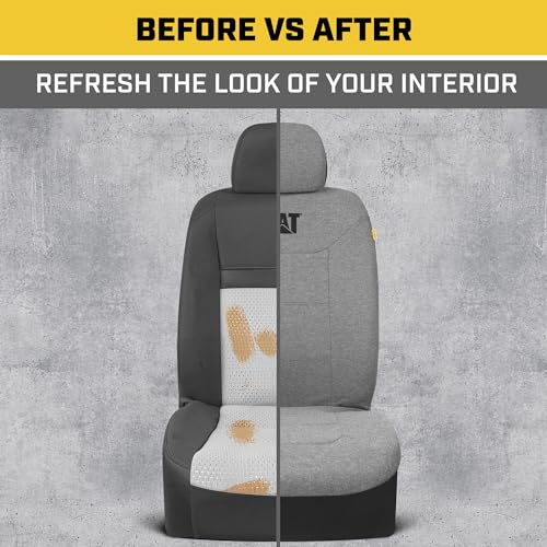Cat CozyBlend Car Seat Covers, Gray Heather - Premium Jersey Fabric Seat Covers for Cars Trucks SUV, Breathable Cotton Car Seat Covers Front Seats Only, Universal Fit Automotive Interior Covers - color: Gray