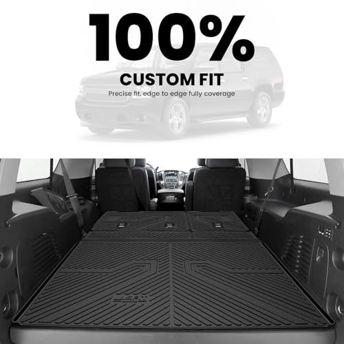 LASFIT Trunk Mat with Backrest Mat 2015-2020 for Chevrolet Chevy Suburban/GMC Yukon XL(Only Yukon XL, Not Fit Yukon)/Cadillac Escalade ESV(Only Escalade ESV, Not Fit Escalade), All Weather TPE Mat - size: Cargo for Suburban/Yukon XL/Escalade ESV 2015-2020