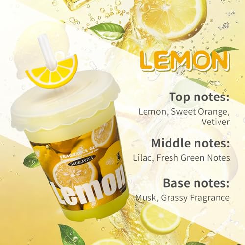 Diffusers for Home Lemon Scent 2 Pack, Bathroom Diffuser Cute Fruit Cup Shape for Office, Air Freshener Diffuser Gel Leak-Proof Car & Room, Bathroom Scent Diffuser Gift for Friends and Family - color: Lemon