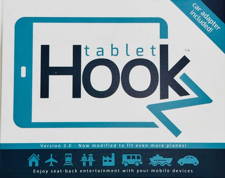 TabletHookz v3. Tablet/iPad Holder for The Plane Train and car. Hands-Free. Mount Your Device securely at Eye Level. Create Your own Inflight Entertainment While Keeping Your Device Safe and Secure.