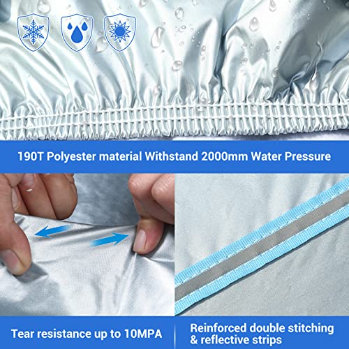 Tecoom Car Cover Waterproof All Weather, 8 Layers Soft Cotton Fleece Lining SUV Car Cover with Zipper Door & Lock, Windproof Rain Sun UV Hail Protector Full Exterior Covers Fit SUV (206-215 Inches) - size: YXXL: Fit 206-215 inches SUV