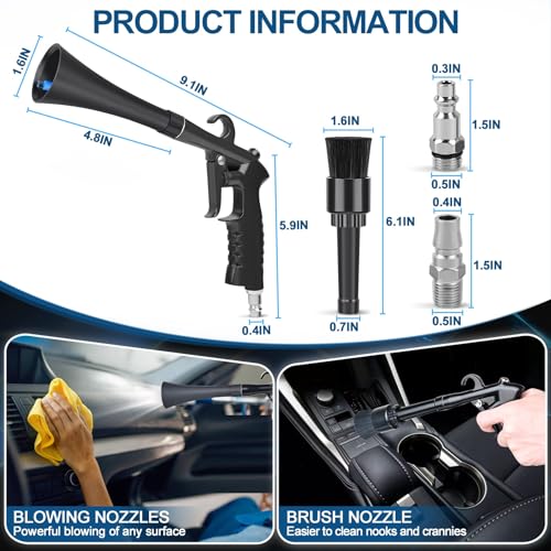 Car Cleaning Gun Detailing Interior Dryer Air Blow Gun, High Pressure Blower Gun, Car Detailing Kit Interior Cleaner, Car Detailing Tools for Car Quickly Blasts Dirt and Dust Works with Air