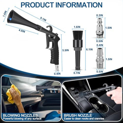 Car Cleaning Gun Detailing Interior Dryer Air Blow Gun, High Pressure Blower Gun, Car Detailing Kit Interior Cleaner, Car Detailing Tools for Car Quickly Blasts Dirt and Dust Works with Air