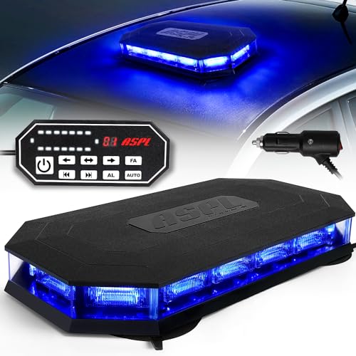 ASPL 16.5 Inch Roof Top Beacon Emergency Strobe Light with Controller 56 LED Magnetic Warning Caution lights bar Traffic Hazard Plow Light for Trucks Vehicles Construction Snowplow (Blue) - color: Blue
