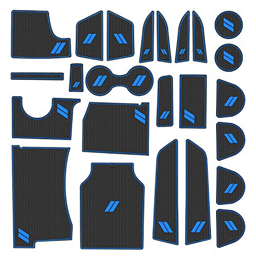 Fits Dodge Charger Accessories 2015-2023, Cup Holder Insert Center Console Shifter Liner Trim Interior Door Pocket Mats Pad (24pcs Set, Blue Trim) - color: Blue
