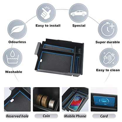 SKTU for 2023 2024 2025 Hyundai Palisade Center Console Organizer 2023 2024 2025 Palisade Center Console Tray 2023 2024 2025 Palisade Accessories Armrest Box with Coin and Sunglasses Holder (Blue) - color: Blue