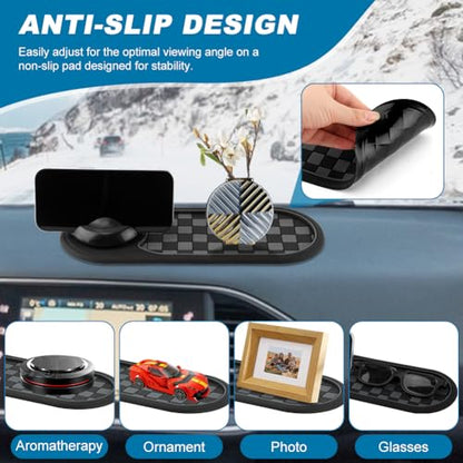 Multifunction Car Anti-Slip Mat, Car Dashboard Mobile Phone Holder, Anti Slip Mat Phone Holder and Temporary Parking Number Pad - Secure Storage for Sunglasses, Keys, Gadgets - color: Black+Silver