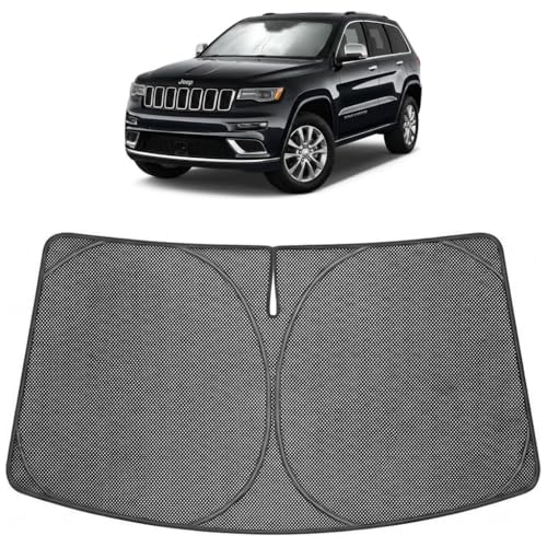 Proadsy Windshield Sun Shade Custom Fit Jeep Grand Cherokee 2014-2026 Ice Crystal Black Front Window Sunshade UV and Heat Blocker Foldable Visor Keeps Car Cooler for Summer Parking and Daily Use - size: 2014-2026 Jeep Grand Cherokee