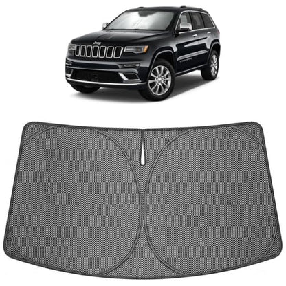 Proadsy Windshield Sun Shade Custom Fit Jeep Grand Cherokee 2014-2026 Ice Crystal Black Front Window Sunshade UV and Heat Blocker Foldable Visor Keeps Car Cooler for Summer Parking and Daily Use - size: 2014-2026 Jeep Grand Cherokee
