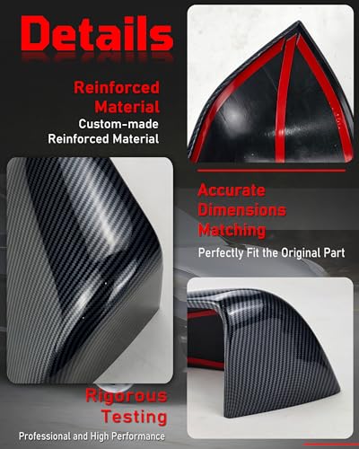Side Mirror Caps Cover Compatible with Tesla Model Y 2021 2022 2023 2024 Gloss Carbon Fiber Mirror Covers - color: Model Y Gloss Carbon Fiber Mirror Covers